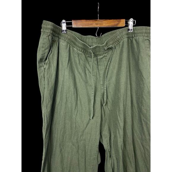 Old Navy Linen Blend Pants XXL 2X Womens Pull On Loose Leg Green Resort Wear - Picture 5 of 8